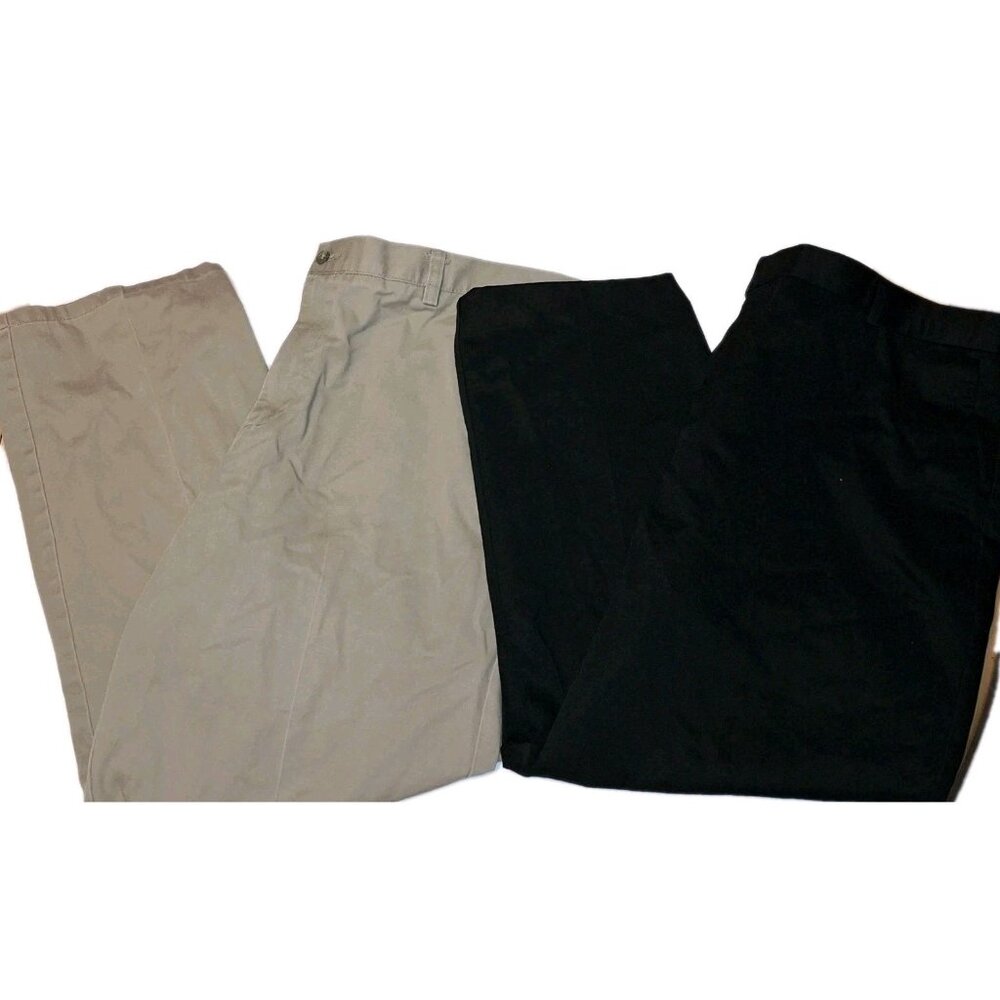 Dockers Mens Beige Black Pants Size 42x30 Dress Pants  LOT OF TWO
